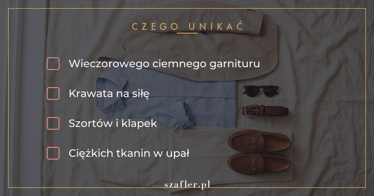 Czego unikać na garden party - ciemny wieczorowy garnitur i strój sportowy