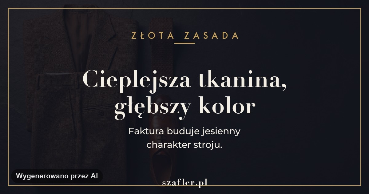 Zasada jesiennego garnituru - cieplejsza tkanina i głębszy kolor
