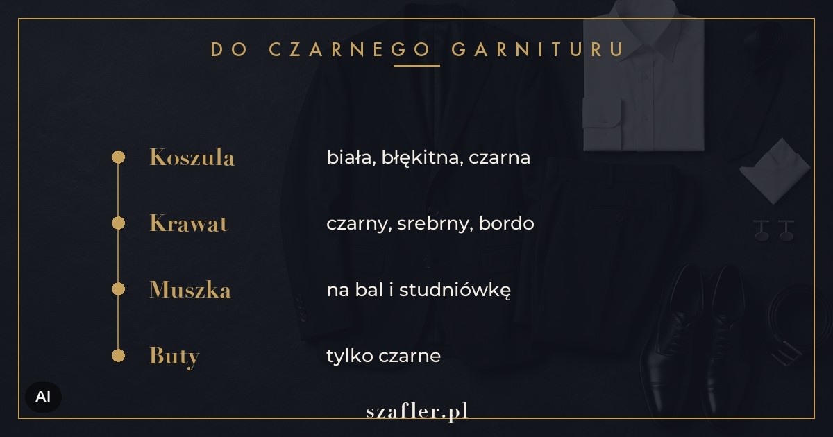 Do czarnego garnituru - koszula, krawat lub muszka i buty