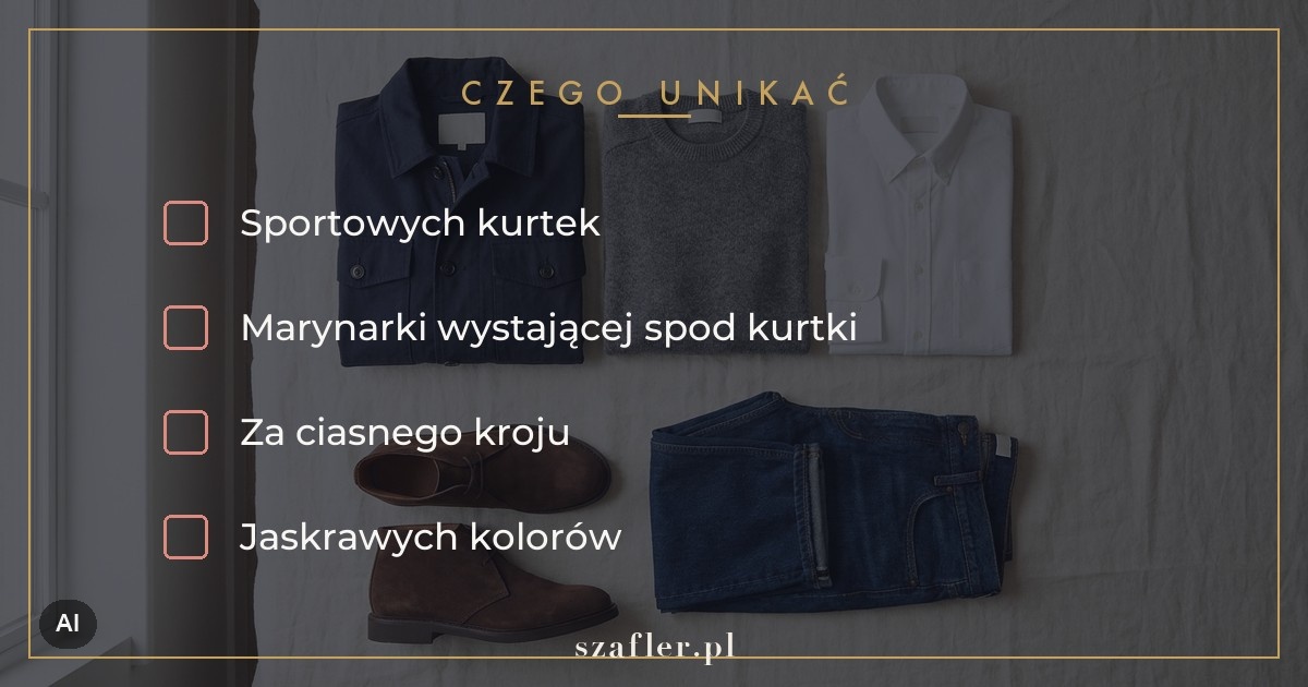 Czego unikać przy kurtce do garnituru - sportowy fason i marynarka spod kurtki