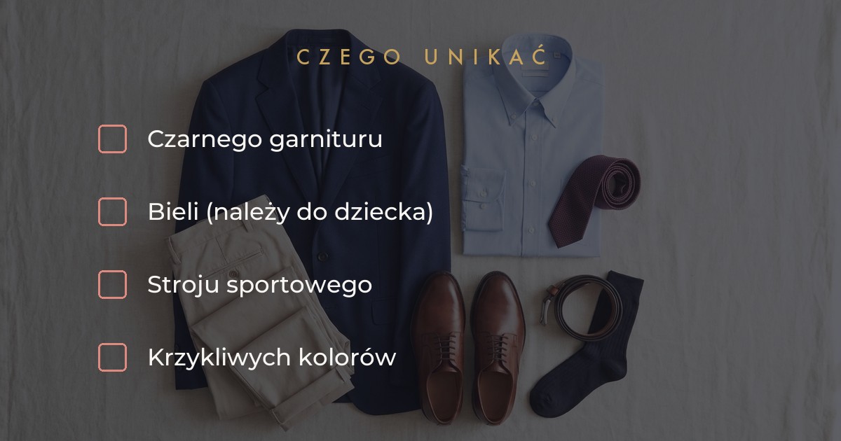 Czego unikać na komunii jako gość - czarny garnitur, biel i strój sportowy