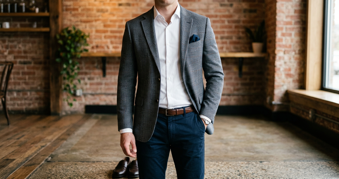 jaka koszula do marynarki w kratę biała slim fit Szafler