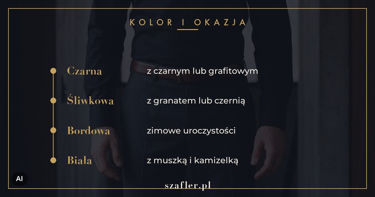 Kolory koszuli satynowej - czarna, śliwkowa, bordowa, biała i do czego je nosić