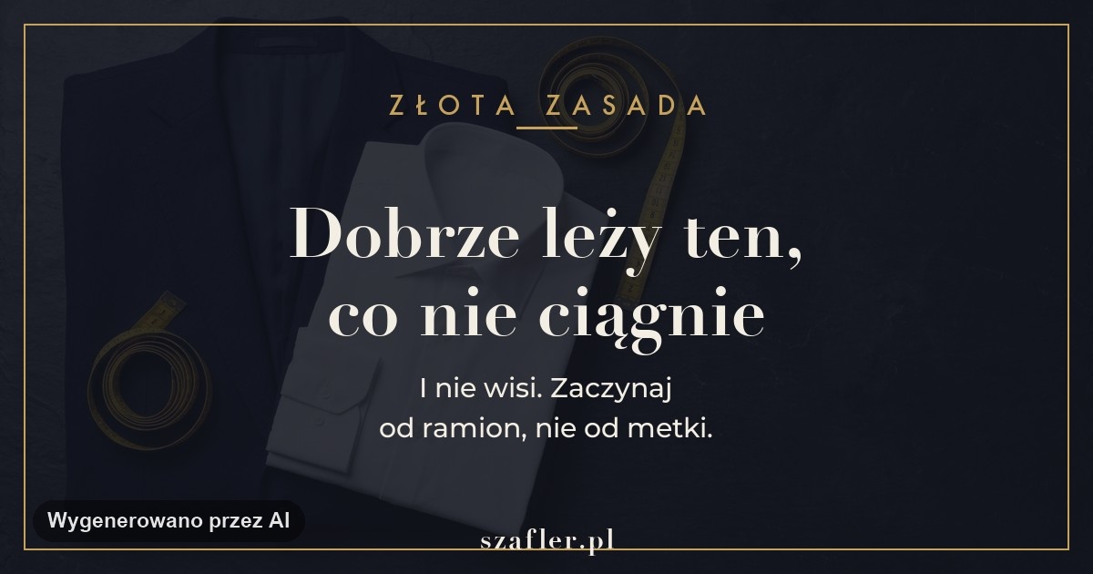 Zasada kroju - dobrze leży ten, który nie ciągnie i nie wisi