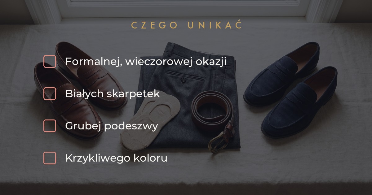 Czego unikać w mokasynach do garnituru - białe skarpetki i formalna okazja