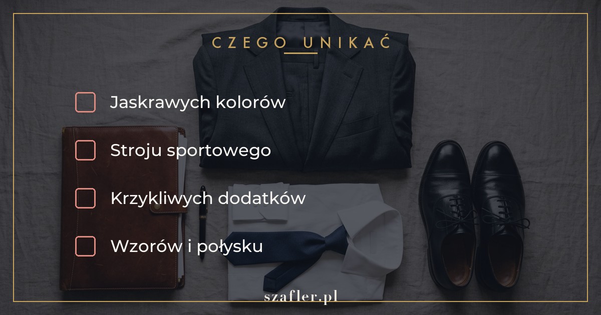 Czego unikać na rozprawie - jaskrawe kolory, strój sportowy i połysk