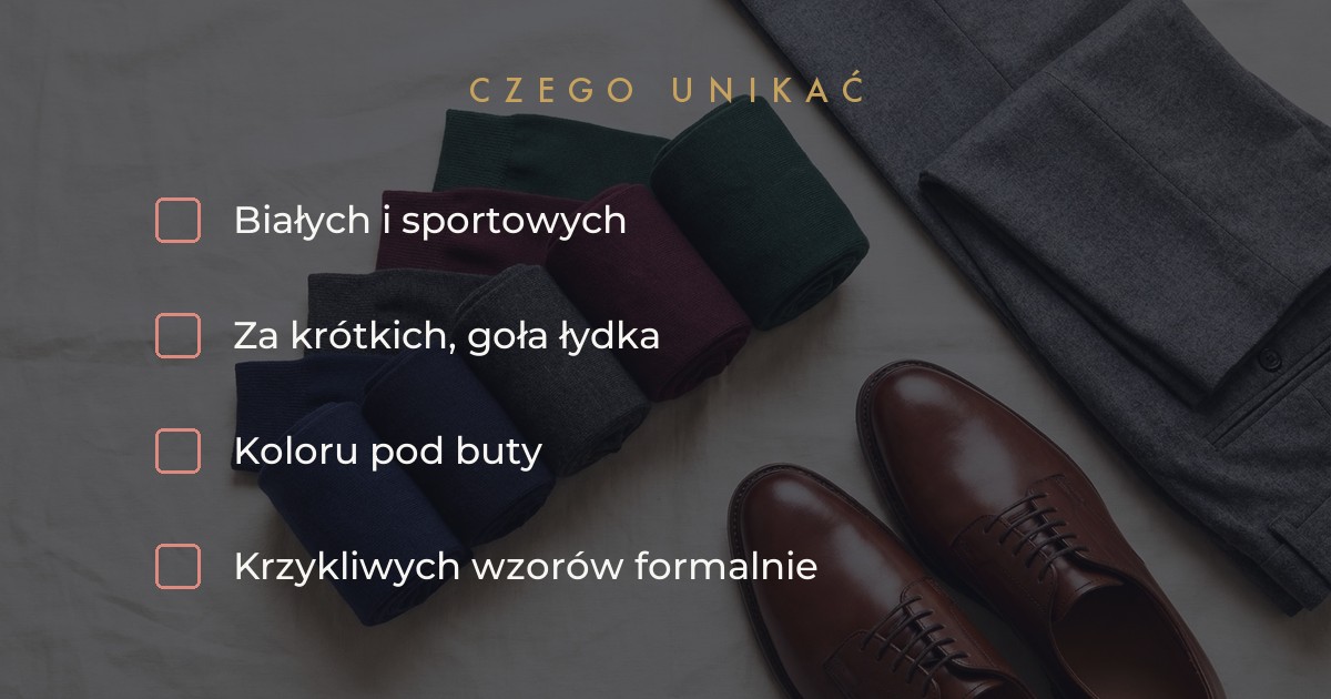 Czego unikać w skarpetkach do garnituru - białe i za krótkie