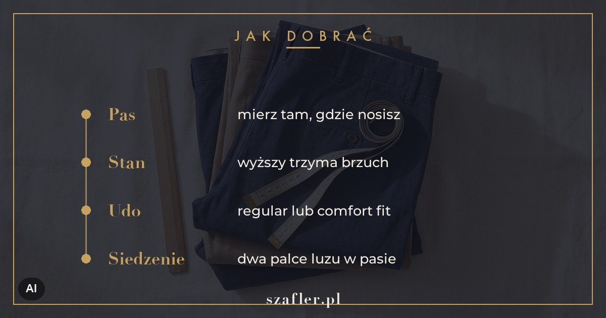 Jak dobrać spodnie męskie w dużych rozmiarach - pas, stan, uda i siedzenie