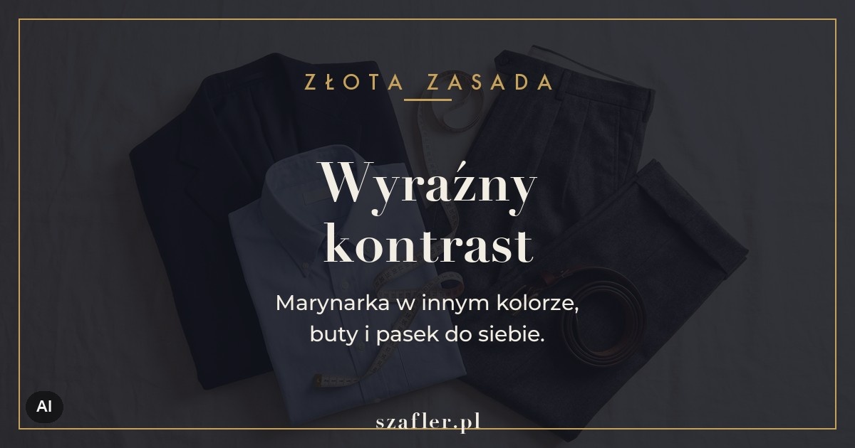 Zasada noszenia spodni wizytowych - kontrast z marynarką i buty w kolorze paska