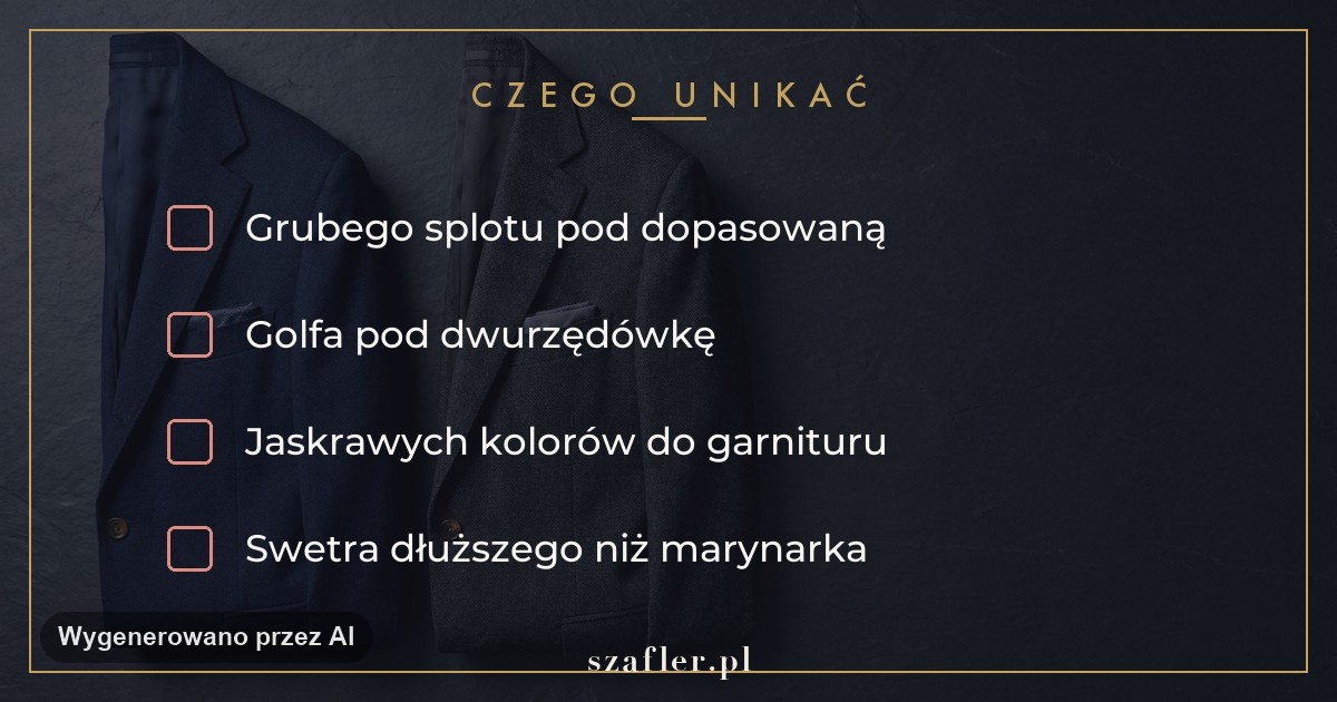 Czego unikać - gruby splot pod dopasowaną marynarką