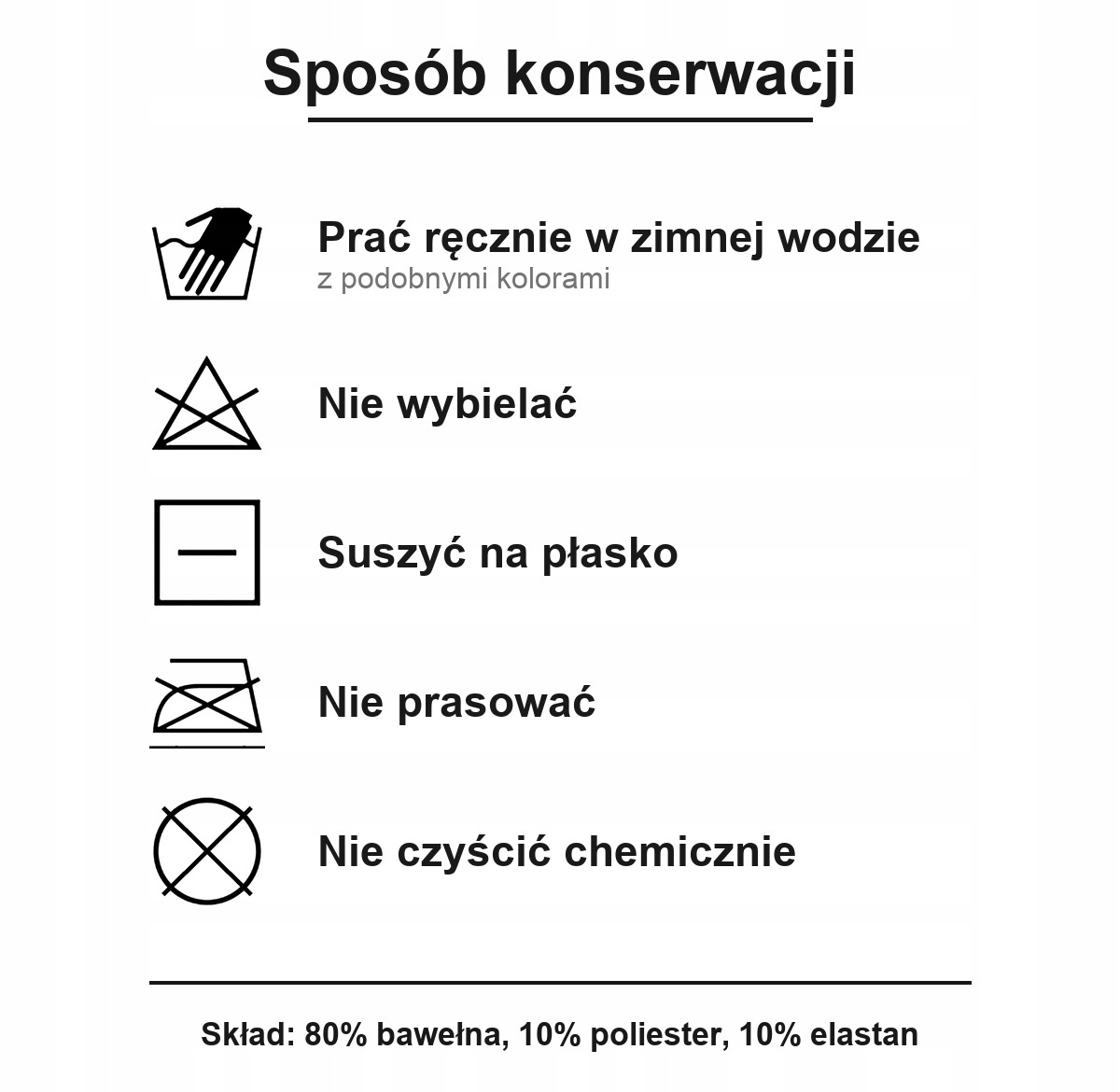 Sposób konserwacji - spodnie męskie beżowe w kant, Szafler